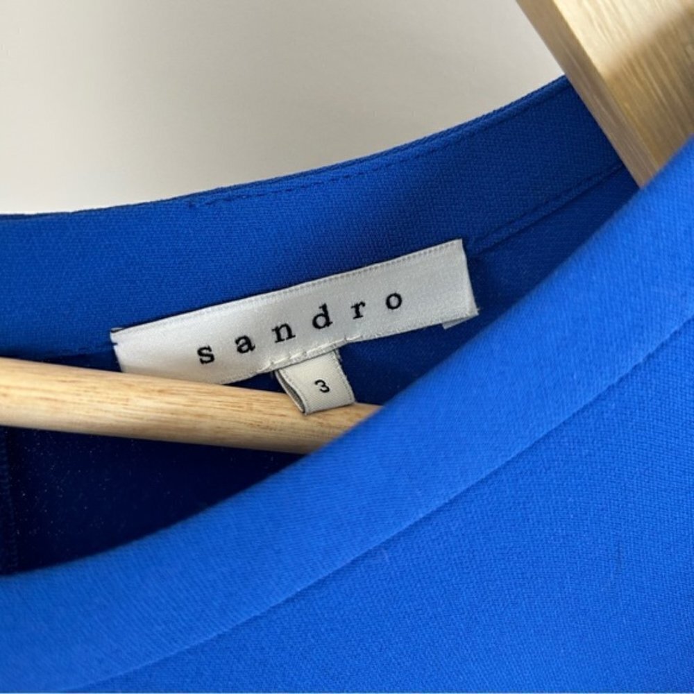 SANDRO Resonance Ruffle Sheath Blue Mini Dress - Picture 7 of 8